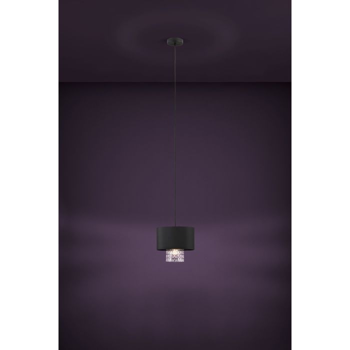 Eglo Sapuara Μοντέρνο Κρεμαστό Φωτιστικό Μονόφωτο με Κρύσταλλα και Ντουί E27 σε Μαύρο Χρώμα 39977